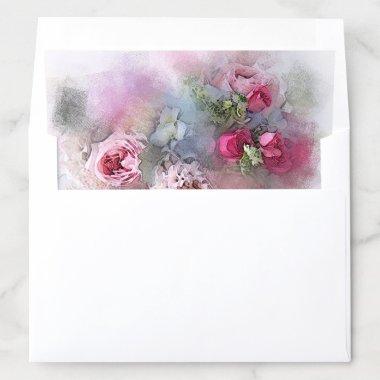 Elegant Flowers Oil Painting Template Floral Envelope Liner