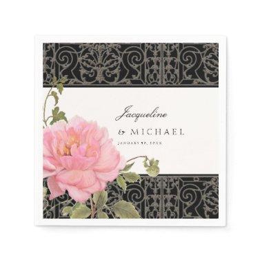 Elegant Flowers Pink Peony Classic Bridal Shower Paper Napkins