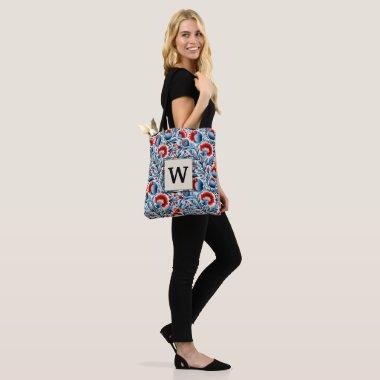 Elegant Flowers with Monogram Bridesmaid Initial Tote Bag