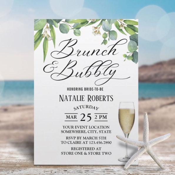 Elegant Foliage Brunch & Bubbly Bridal Shower Invitations