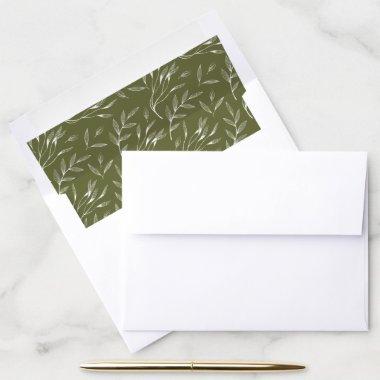 Elegant Foliage | Olive Green Envelope Liner
