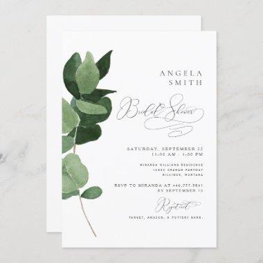 Elegant Foliage White Bridal Shower Invitations