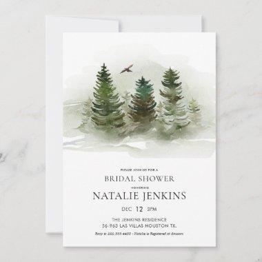 Elegant Forest Pine Tree Bridal Shower Invitations