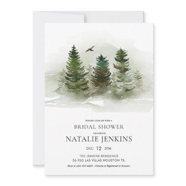 Elegant Forest Pine Tree Bridal Shower Invitations