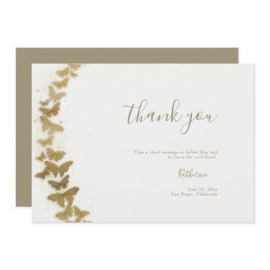 Elegant Formal Modern Gold Butterflies Boho Bridal Thank You Invitations