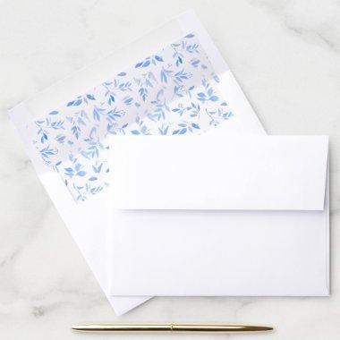 Elegant French Blue Floral Botanical Wedding Envelope Liner