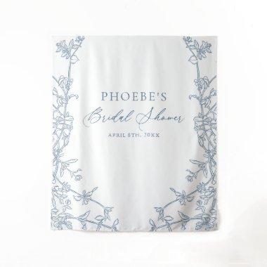 Elegant French Blue Floral Frame Bridal Backdrop