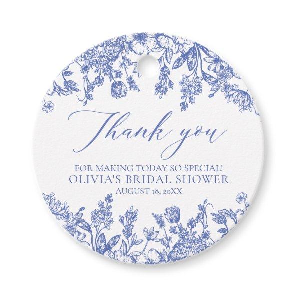 Elegant French Victorian Blue Floral Bridal Shower Favor Tags