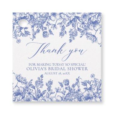 Elegant French Victorian Blue Floral Bridal Shower Favor Tags