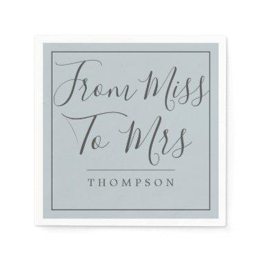 Elegant From Miss to Mrs  Blue Paper Napkins