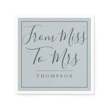 Elegant From Miss to Mrs Bridal Shower Blue Paper Napkins