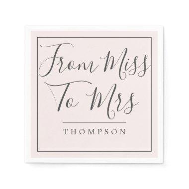 Elegant From Miss to Mrs Bridal Shower Blush Paper Napkins