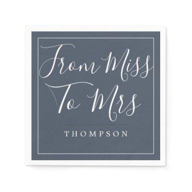 Elegant From Miss to Mrs Bridal Shower Navy Paper Napkins