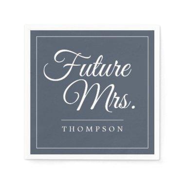Elegant Future Mrs  Dusty Blue Paper Napkins