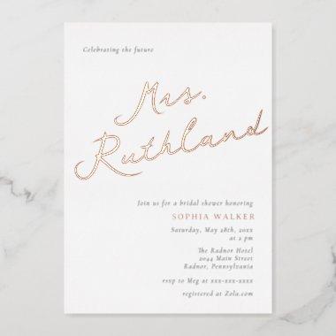 Elegant Future Mrs Bridal Shower Rose Gold Foil Foil Invitations