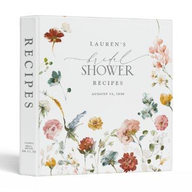 Elegant Garden Flowers Script Bridal Shower Recipe 3 Ring Binder