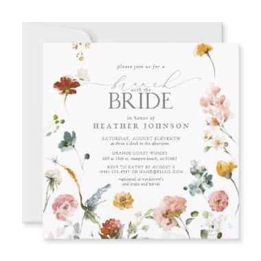 Elegant Garden Flowers Watercolor Bridal Brunch Invitations