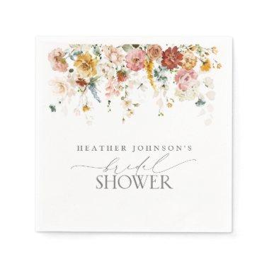 Elegant Garden Flowers Watercolor Bridal Shower Na Napkins