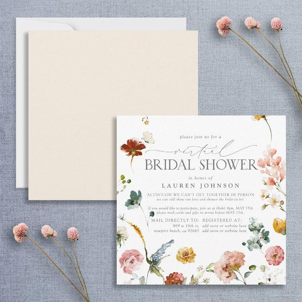 Elegant Garden Flowers Watercolor Virtual Shower