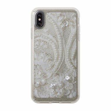 elegant girly chic grey cream beige white floral speck iPhone XS max case