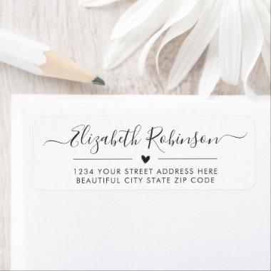 Elegant Girly Chic Script Heart Address Label