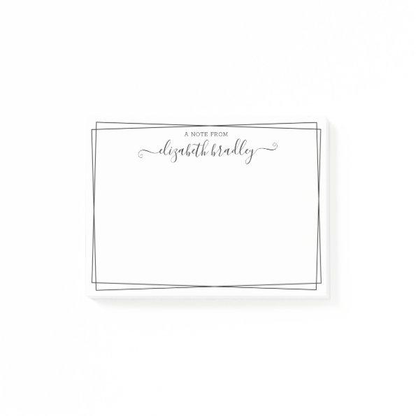 Elegant Girly Monogram Signature Black White Post-it Notes
