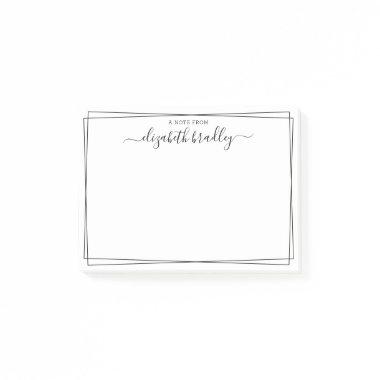 Elegant Girly Monogram Signature Black White Post- Post-it Notes