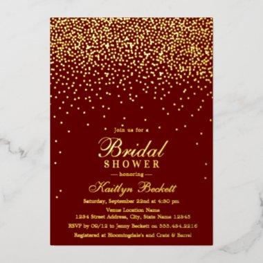 Elegant Glam Confetti Bridal Shower Real Foil Invitations