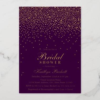 Elegant Glam Confetti Bridal Shower Real Foil Invitations