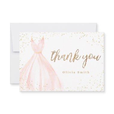 Elegant glitter gold pink dress quinceañera thank you