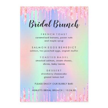 Elegant Glitter Holographic Bridal Brunch Menu
