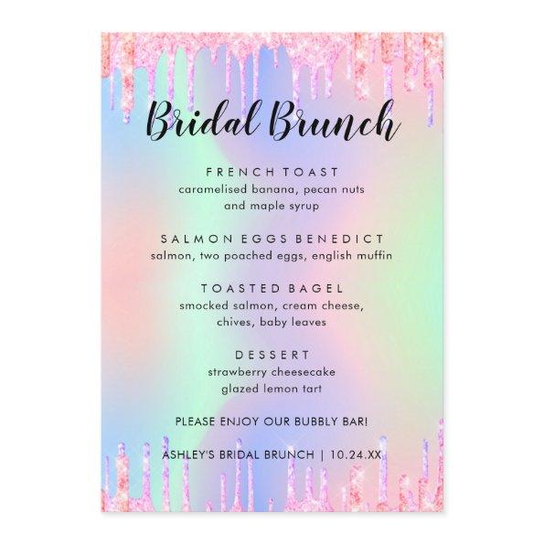 Elegant Glitter Holographic Bridal Brunch Menu