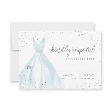 Elegant glitter silver blue dress quinceañera RSVP