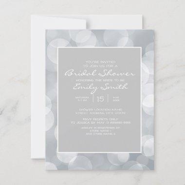 Elegant Glittery Silver Bokeh Bridal Shower Invitations
