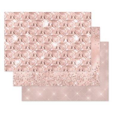Elegant Glitzy Girly Blush Pink and Silver Wrapping Paper Sheets
