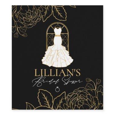 Elegant Gold and Black Bridal Dress  Wine Label