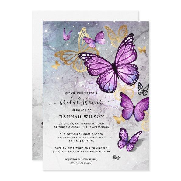 Elegant Gold and Purple Butterfly