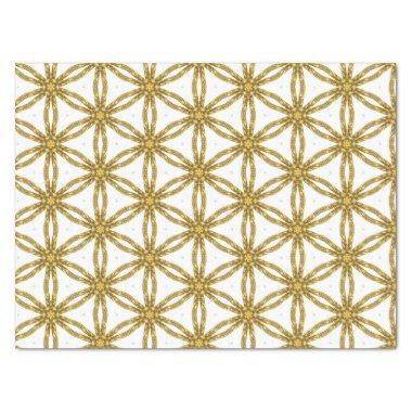 Elegant Gold and White Geometric Pattern Tissue Paper