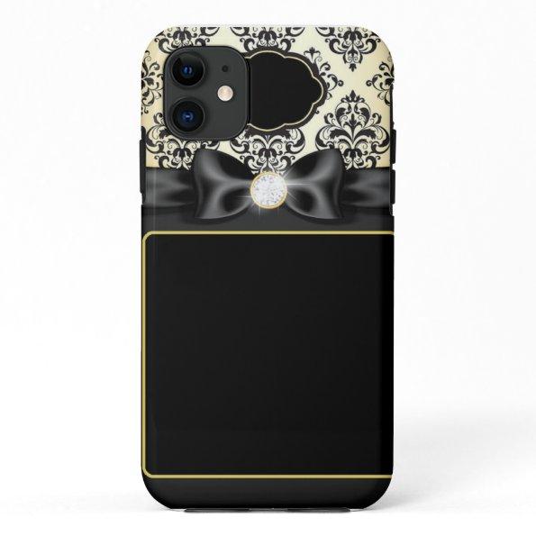 Elegant Gold & Black Bow iPhone 11 Case