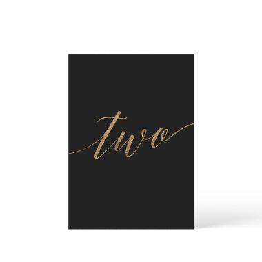 Elegant Gold & Black Calligraphy Table Number Two