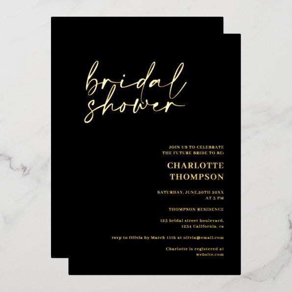 Elegant gold black casual script  foil