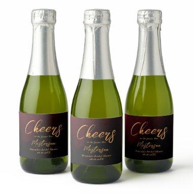Elegant Gold Black Red  Sparkling Wine Label