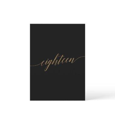 Elegant Gold & Black Table Number Eighteen