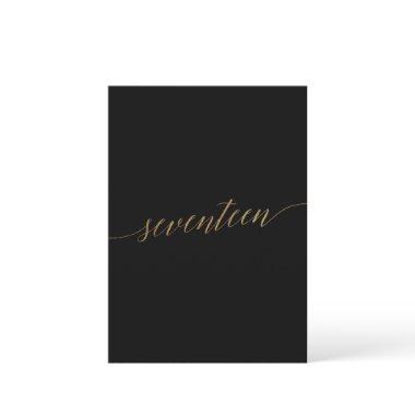 Elegant Gold & Black Table Number Seventeen