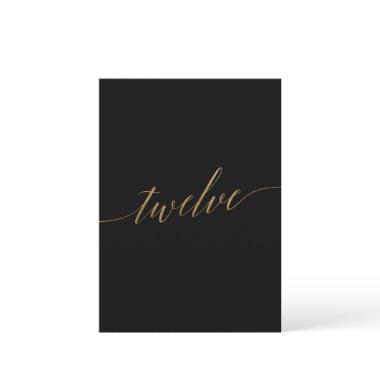 Elegant Gold & Black Table Twelve Table Number