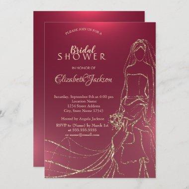 Elegant Gold Bride, Bridal Shower Invitations