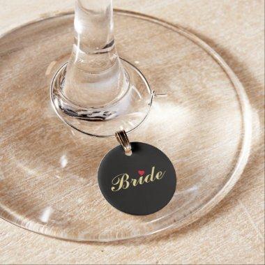 Elegant Gold Bride Wedding Reception Bridal Shower Wine Charm