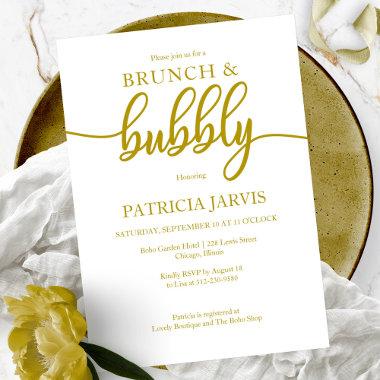 Elegant Gold Brunch And Bubbly Bridal Shower Invitations