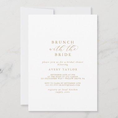 Elegant Gold Brunch with the Bride Bridal Shower Invitations