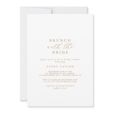 Elegant Gold Brunch with the Bride Bridal Shower Invitations